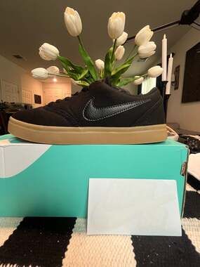 Nike SB Check Canvas GS Black Gum Skate Shoes 905373-006 Youth 5.5Y Women’s 7 NE